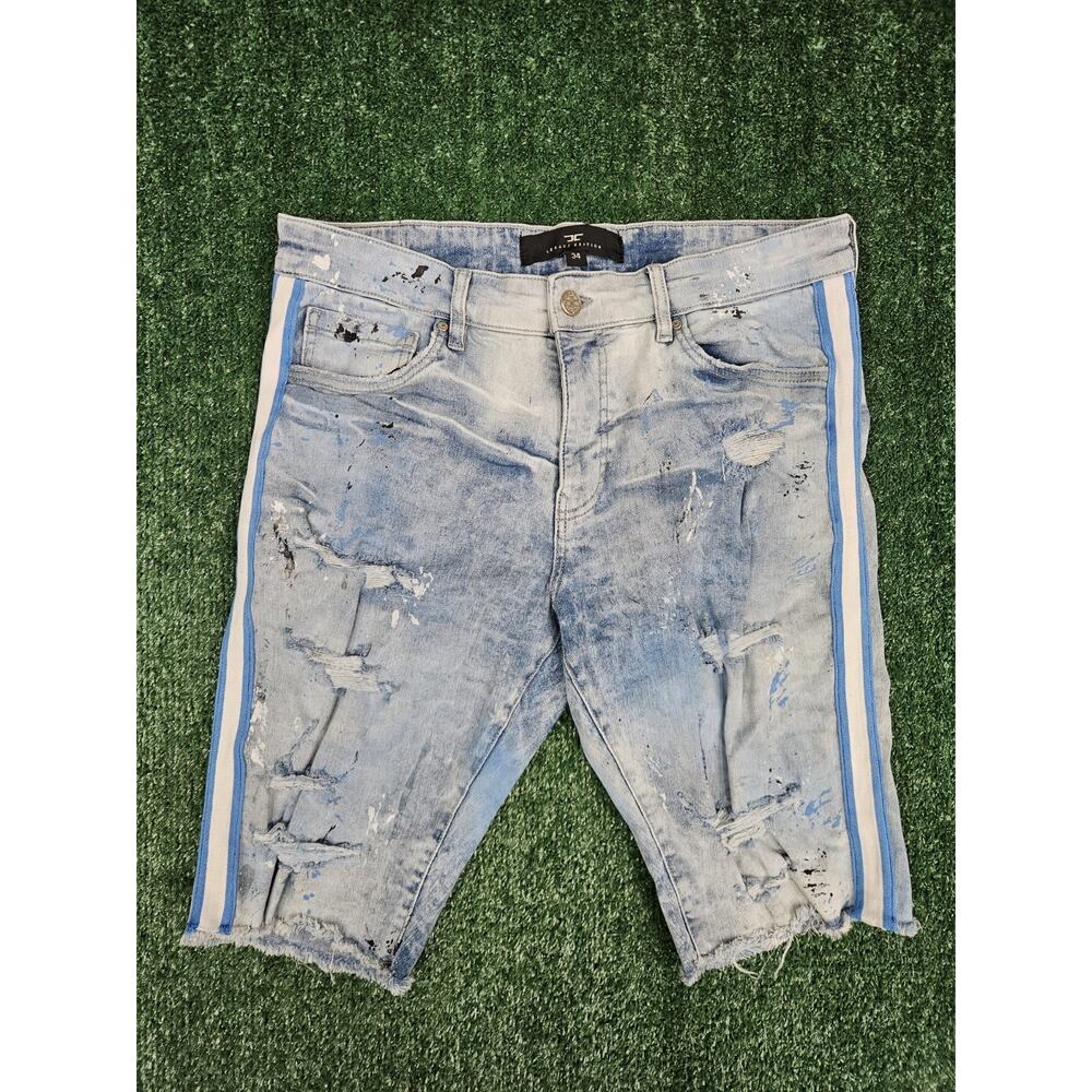 Jordan Craig Shorts Mens 34 Blue Denim Distressed Paint Legacy Cutoff Outdoor